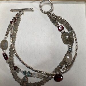 : Authentic Sundance Artisan Sterling Silver Multi-Gemstone Toggle Bracelet